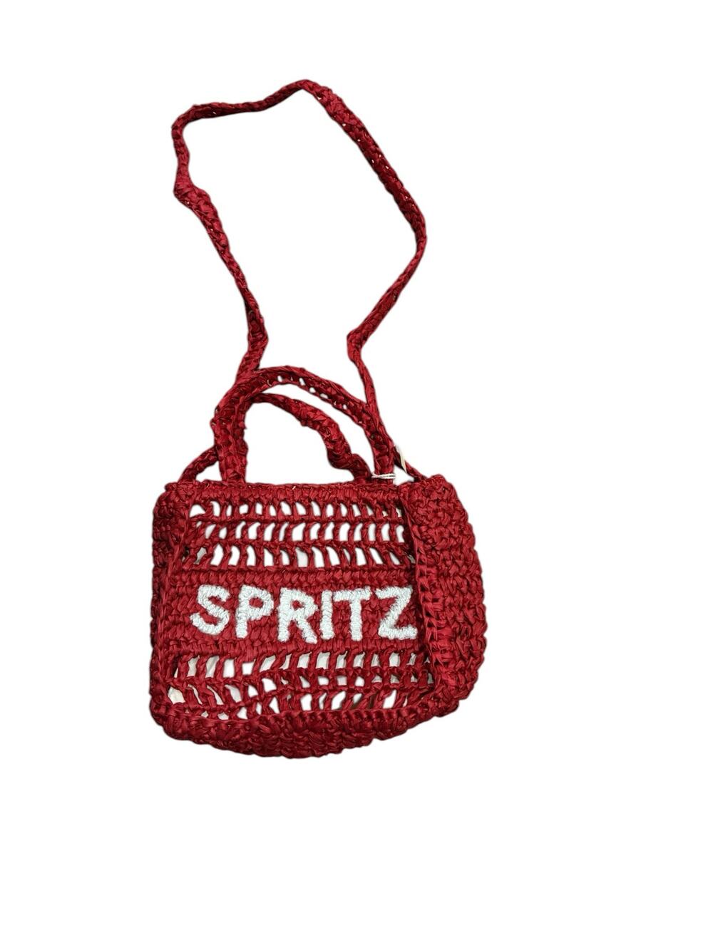 Universal Thread Spritz Woven Straw Red Shoulder Small Tote Purse